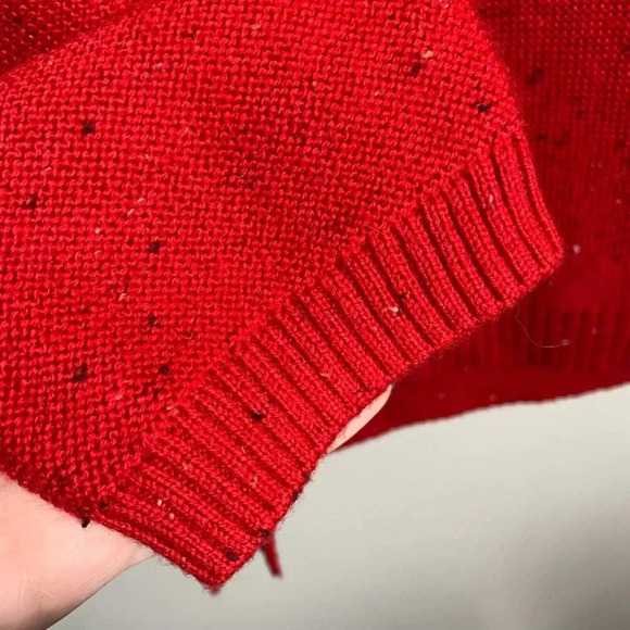Talbots Pullover Sweater Size Medium Red Shoulder Zip Christmas Holiday career - Picture 3 of 9